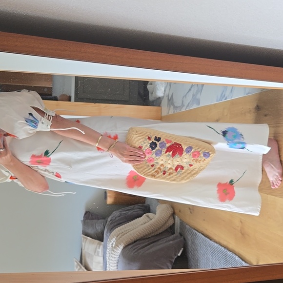 Sleeper Maxi Dress with Floral Accents, String Detail, Garden Party, EUC, Small - Picture 16 of 16